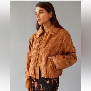 UO Femme Embossed Jacket in Brown Size XS